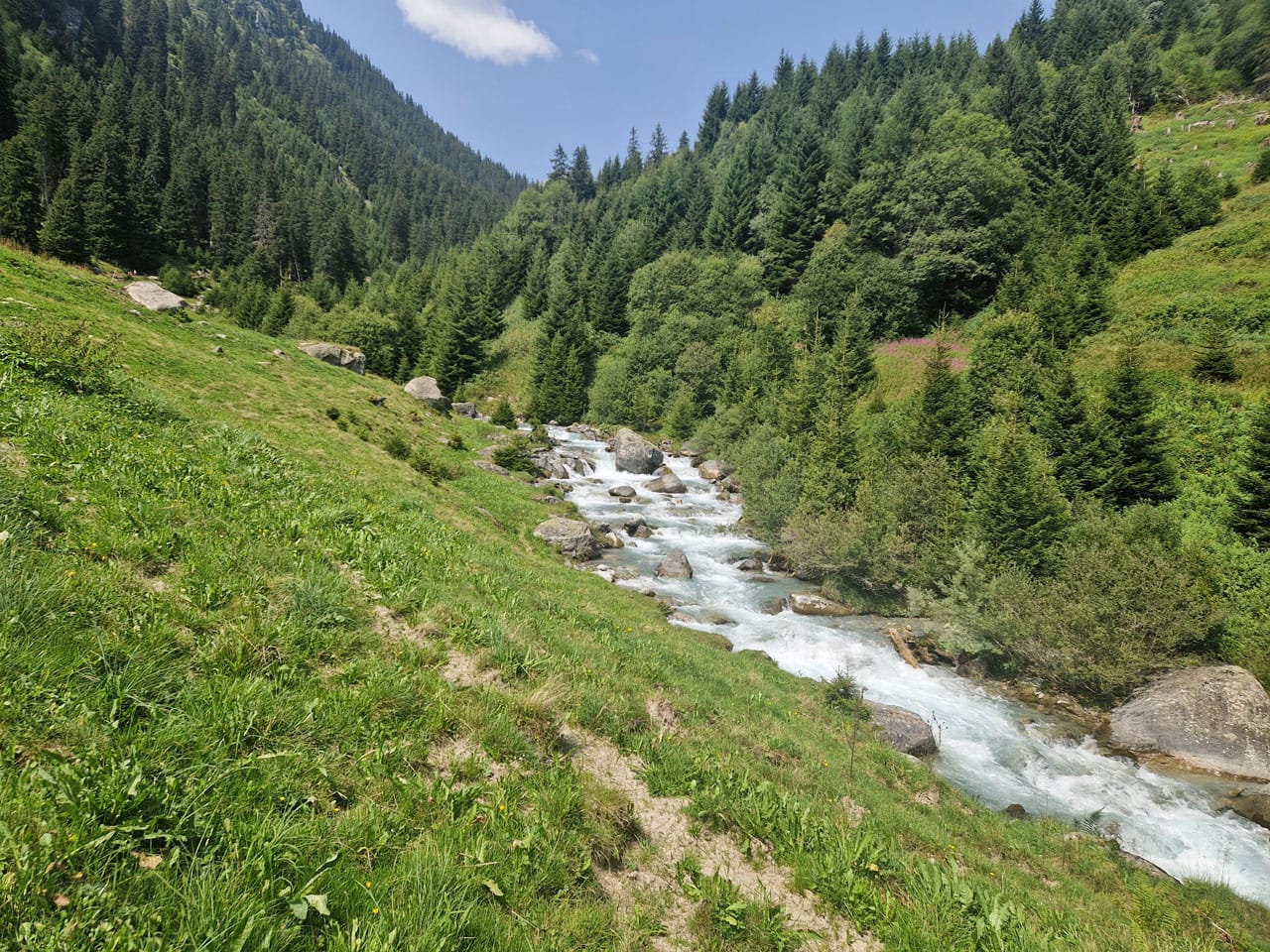 Brigels Biketour Alp Dado Burleun Flem Sicht auf den Bergfluss Flem, Biketour Brigesl Alp Dado